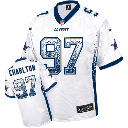 Nike Cowboys #97 Taco Charlton White Men's Stitched NFL Elite Drift Fashion Jersey - Click Image to Close